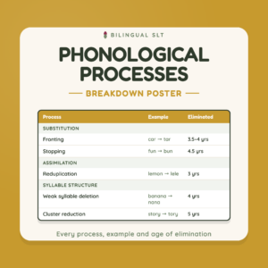 Phonological Processes Breakdown Chart